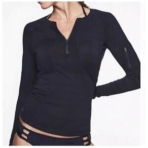 Athleta Pacifica Illume 1/4 Zip Black pullover Athletic Running Top Size Small